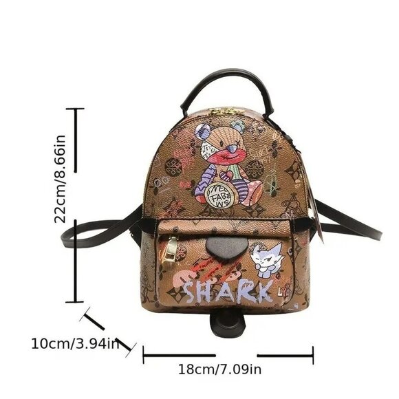 Mini Cartoon Bear Graffiti Backpack Purse NWT - Picture 2 of 4